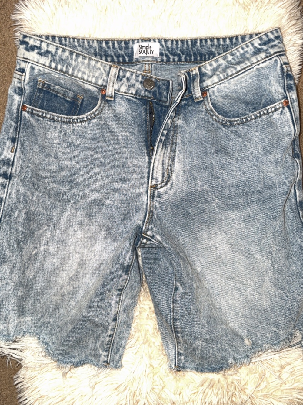 Men's Distressed Denim Shorts in Light Blue